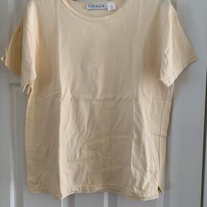 Chaus soft yellow Crew neck Short Sleeve Tee
